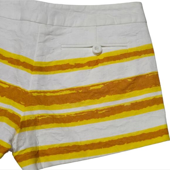 Trina Turk‎ Striped Shorts White Yellow Orange Casual Summer Women's Size 0 - Picture 3 of 8